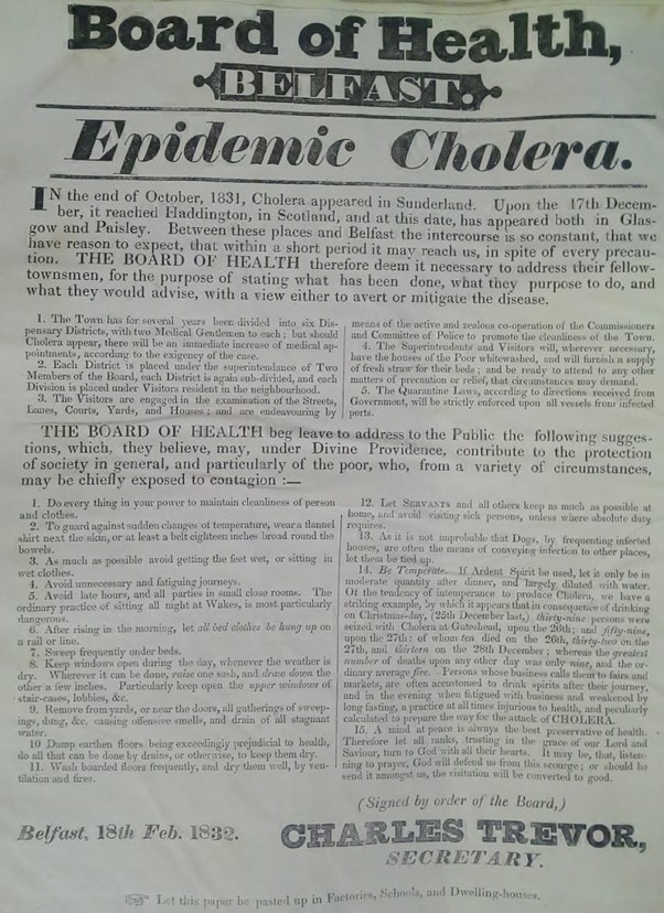 Cholera Poster Belfast 1832