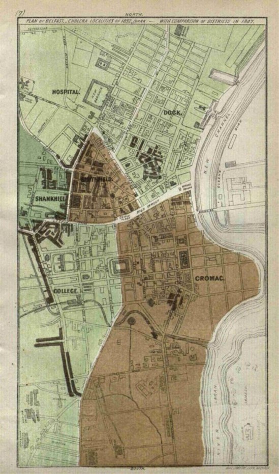 Map of Belfast's Cholera Localities 1832